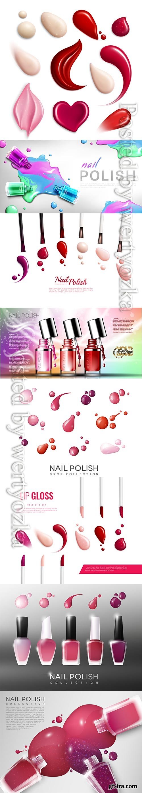 Realistic nail polish collection vector template