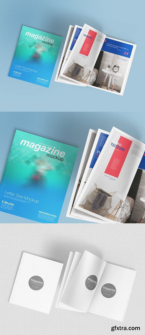 Realistic US-Letter Magazine PSD Mockup Template Realistic US-Letter Magazine PSD Mockup Template