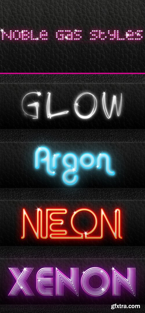 4 Noble Gas Photoshop Styles Collection 4 Noble Gas Photoshop Styles Collection