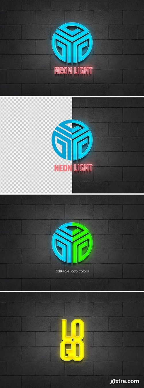 3D Neon Sign Logo Mockup