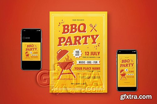 BBQ Party Flyer Set DSWKP8G BBQ Party Flyer Set DSWKP8G