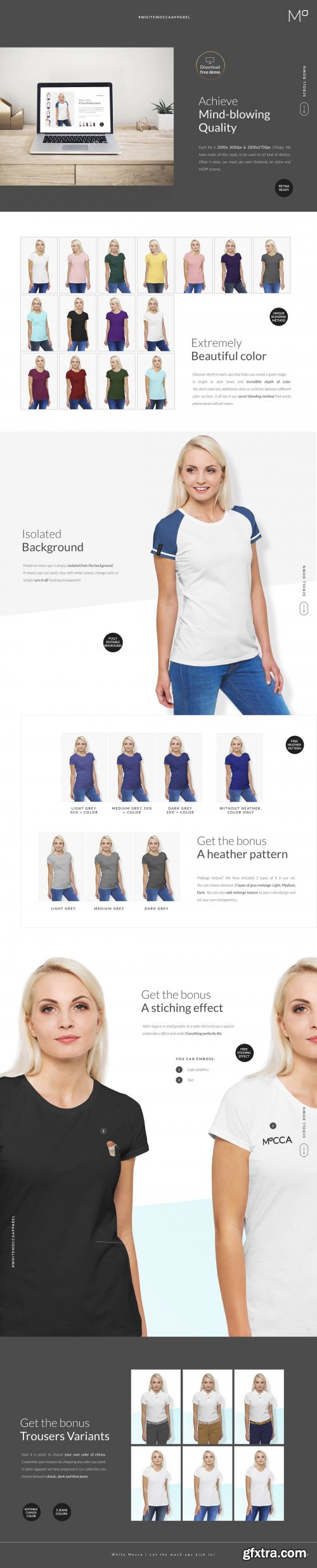 CreativeMarket - Woman Raglan T-shirt Mock-ups Set 6197552