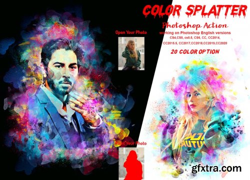 CreativeMarket - Color Splatter Photoshop Action 5976636