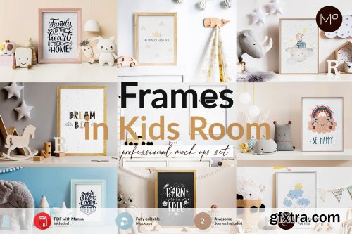 CreativeMarket - Frames in Kids Room Mock-ups Set 6219103