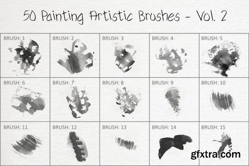 CreativeMarket - 50 Painting Artistic Brushes - Vol. 2 6258402