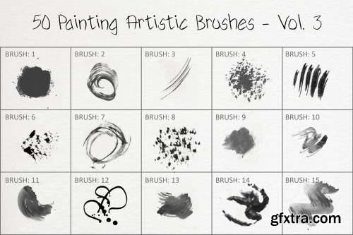 CreativeMarket - 50 Painting Artistic Brushes - Vol. 3 6258424