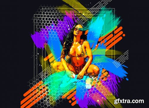 CreativeMarket - Vector Mixed Art Photoshop Action 6169990