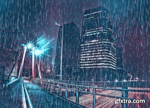 CreativeMarket - Rain Cyberpunk Photoshop Action 6343017