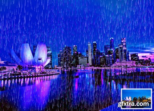CreativeMarket - Rain Cyberpunk Photoshop Action 6343017