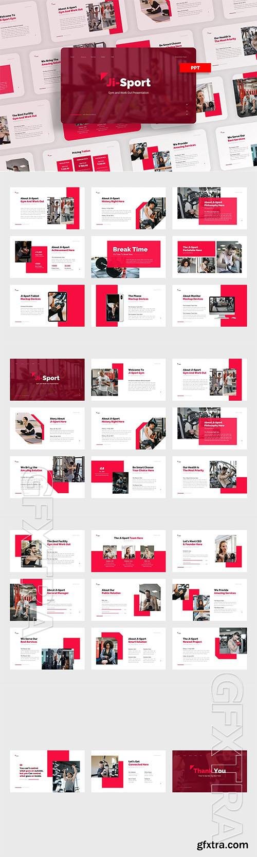 Ji-Sport Gym and Work Out - Powerpoint, Keynote and Google Slides Template 
