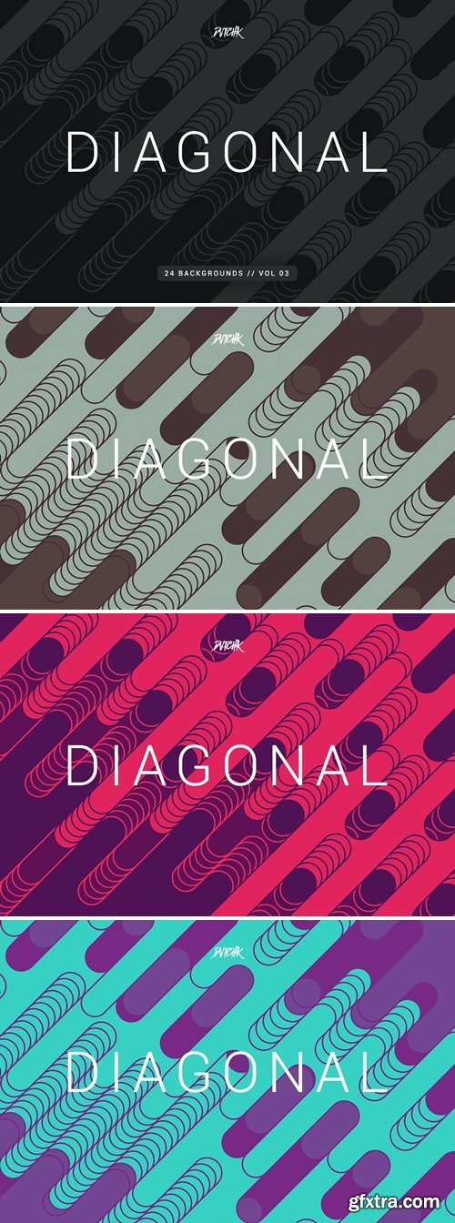 Diagonal | Rounded Lines Backgrounds | Vol. 03
