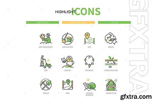 Archaeology - Line Design Style Icons Set ZY7SP5G