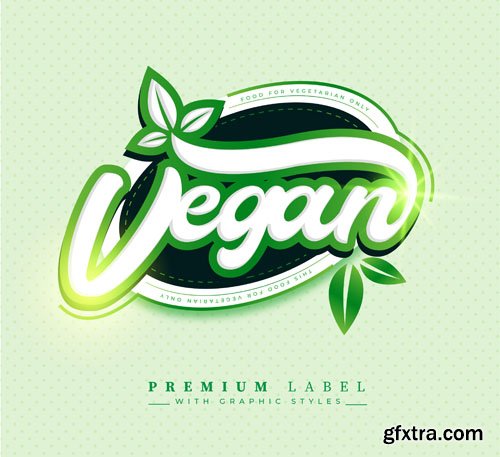 Vegan Food - Premium Label - Vector Graphic Style Template