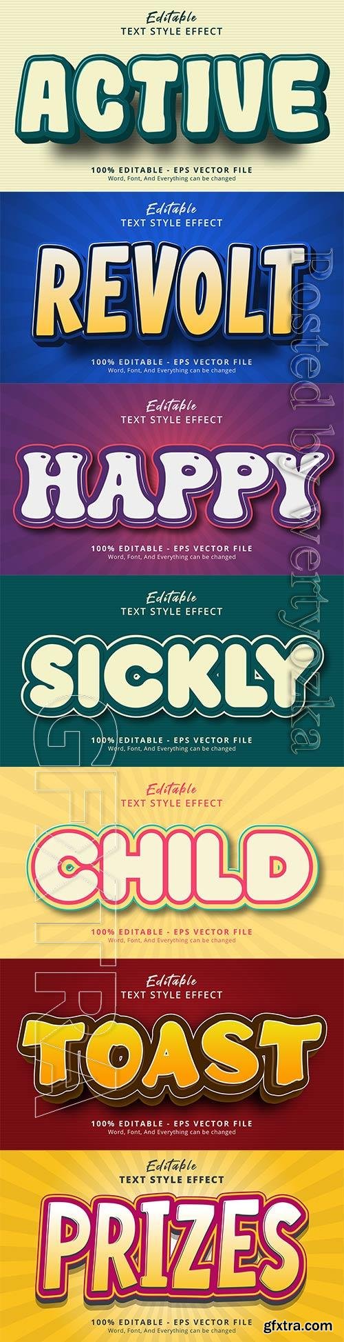 3d editable text style effect vector vol 833