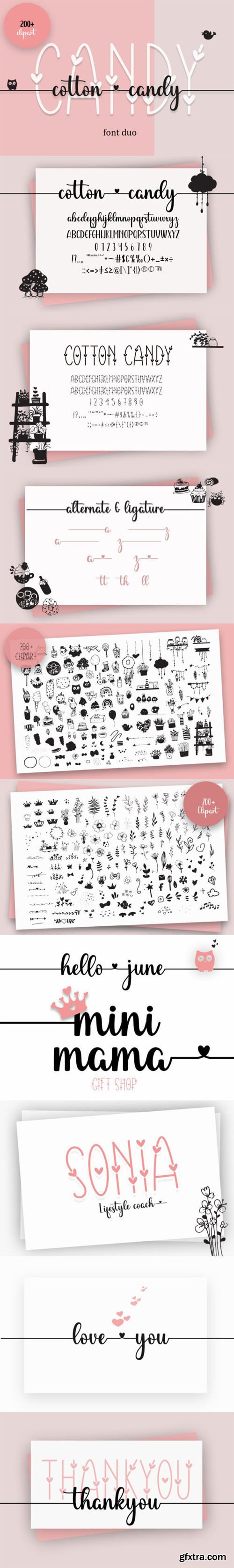 Cotton Candy - Decorative & Handwritten Font Duo Cotton Candy - Decorative & Handwritten Font Duo