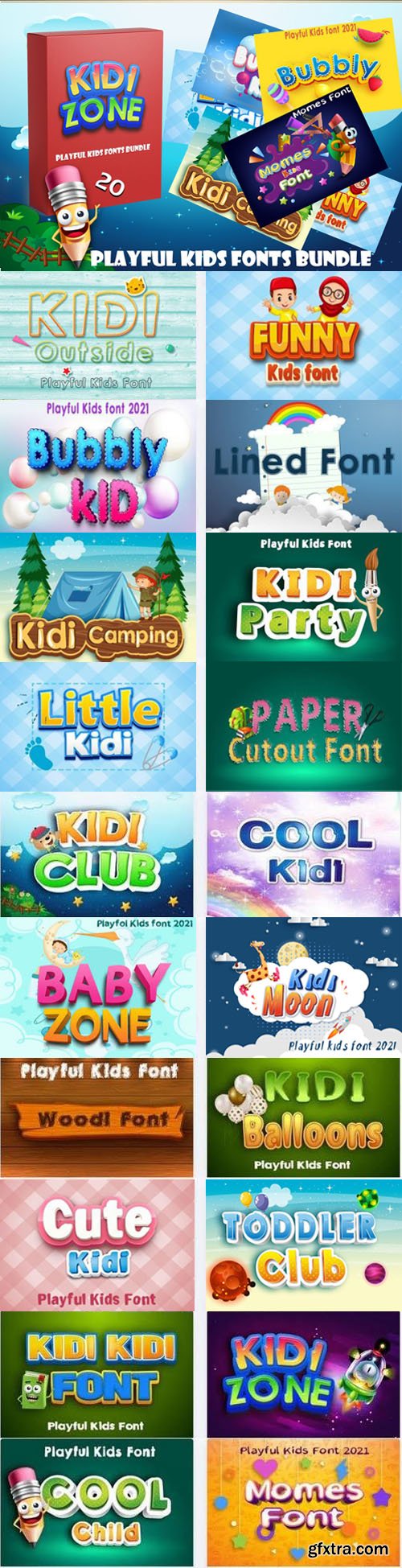 Kids Fonts Bundle - 20 Premium Fonts