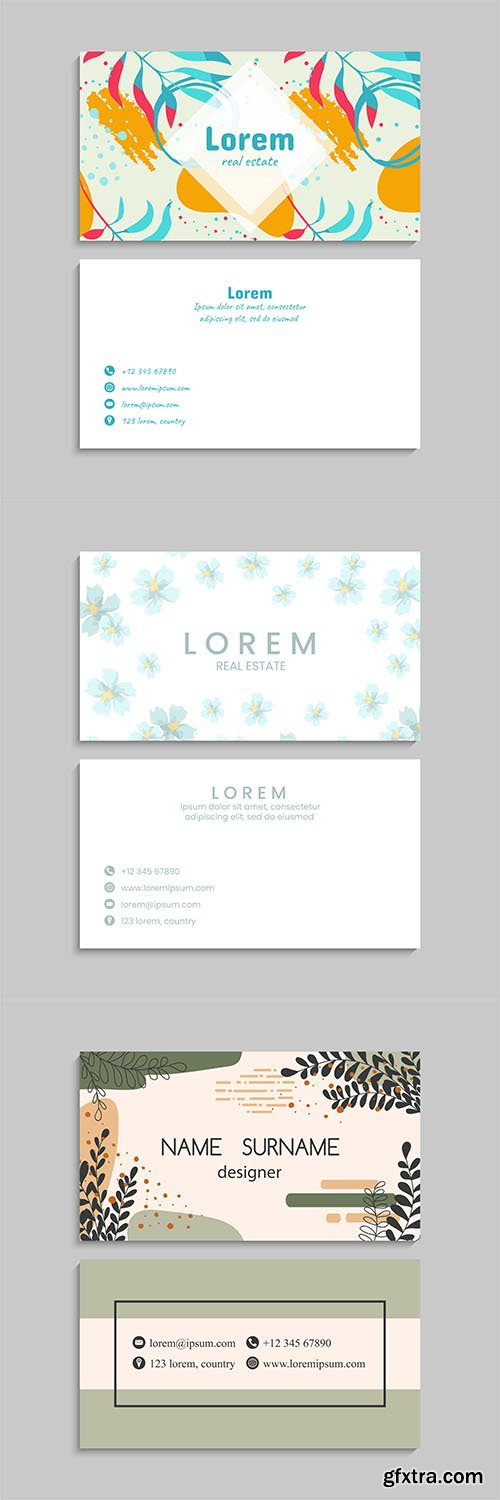 Business card set vector illustrations