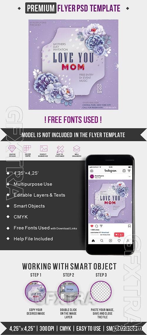 Mothers Day Invitation PSD Flyer Template Mothers Day Invitation PSD Flyer Template