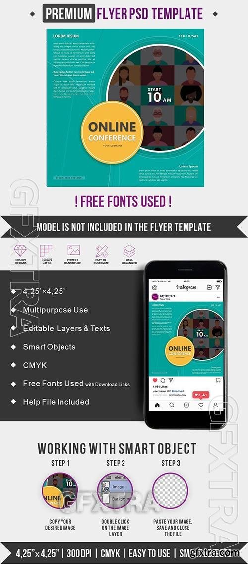 Online Conference PSD Flyer Template Online Conference PSD Flyer Template