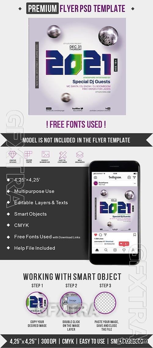 2021 New Year Party PSD Flyer Template 2021 New Year Party PSD Flyer Template