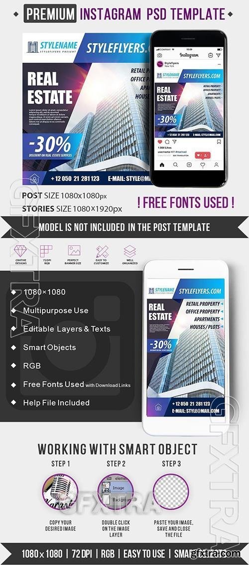 Real Estate Instagram post and story PSD Template Real Estate Instagram post and story PSD Template
