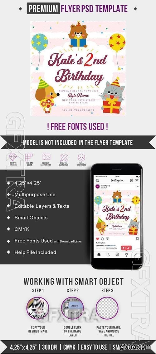 Kate’s 2nd Birthday PSD Flyer Template Kate’s 2nd Birthday PSD Flyer Template