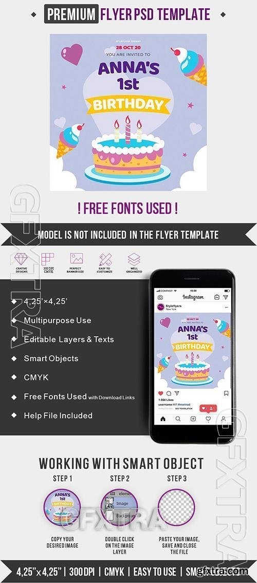 Anna’s 1st Birthday PSD Flyer Template Anna’s 1st Birthday PSD Flyer Template