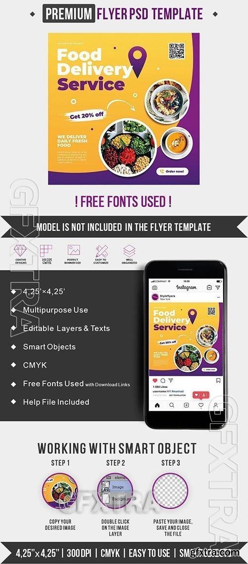 Food Delivery Service PSD Flyer Template Food Delivery Service PSD Flyer Template