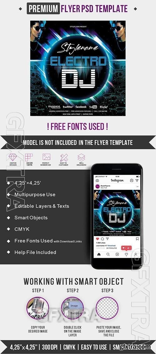 Electro DJ Flyer PSD Flyer Template Electro DJ Flyer PSD Flyer Template
