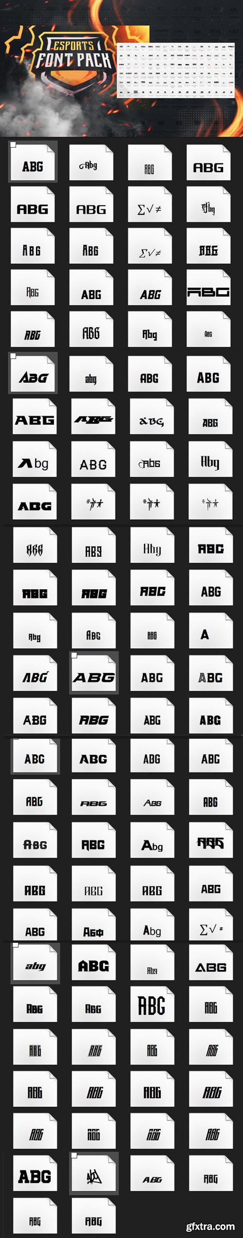 Esports Font Pack - 75 Fonts Esports Font Pack - 75 Fonts