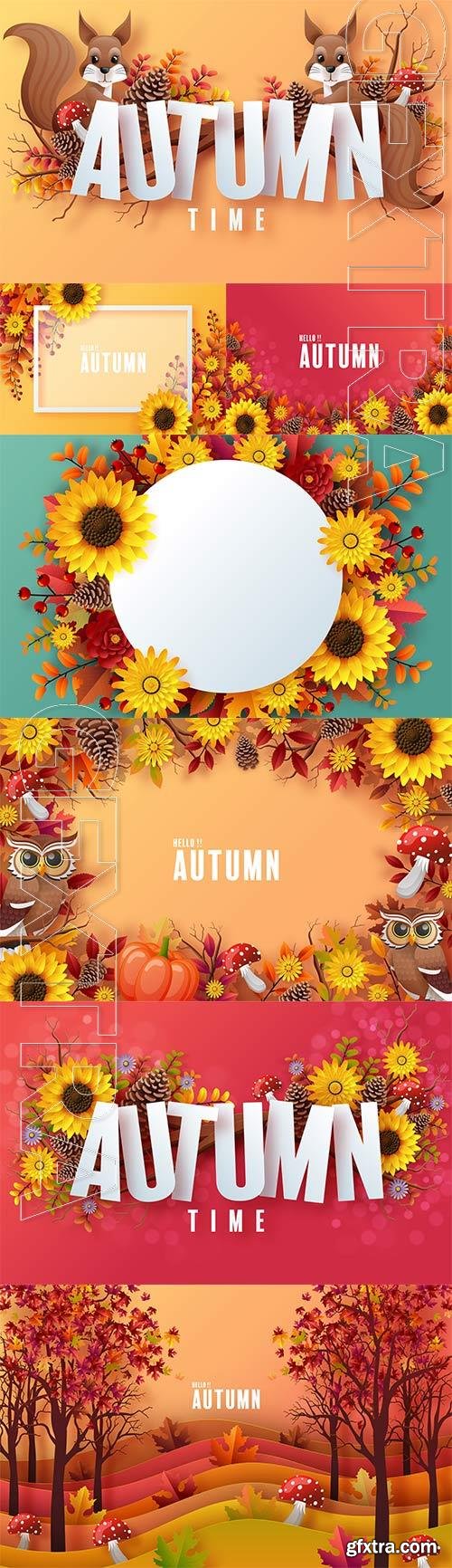 Autumn vector background with colorful autumn leaves