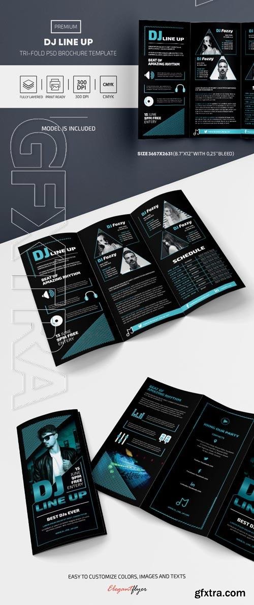 DJ lineup Tri fold Brochure
