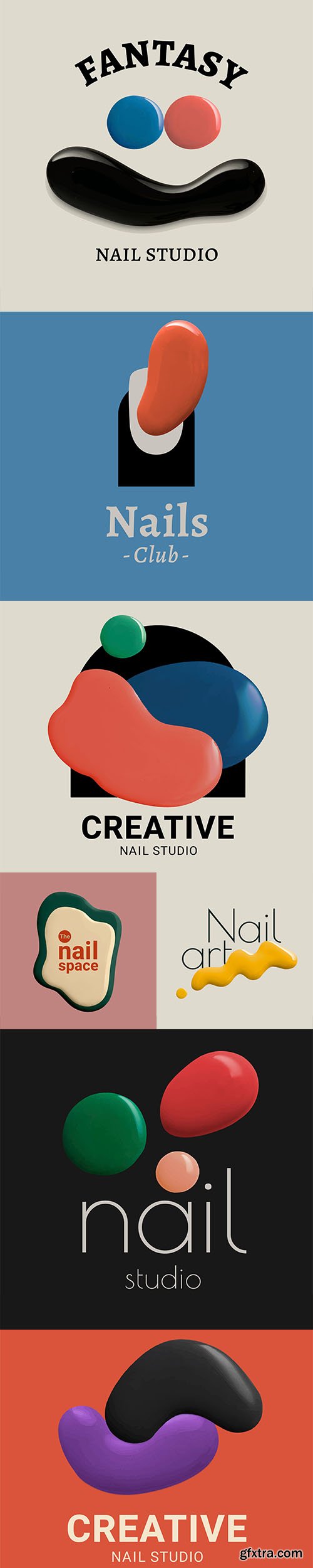 Nails business logo vector creative color paint style 
