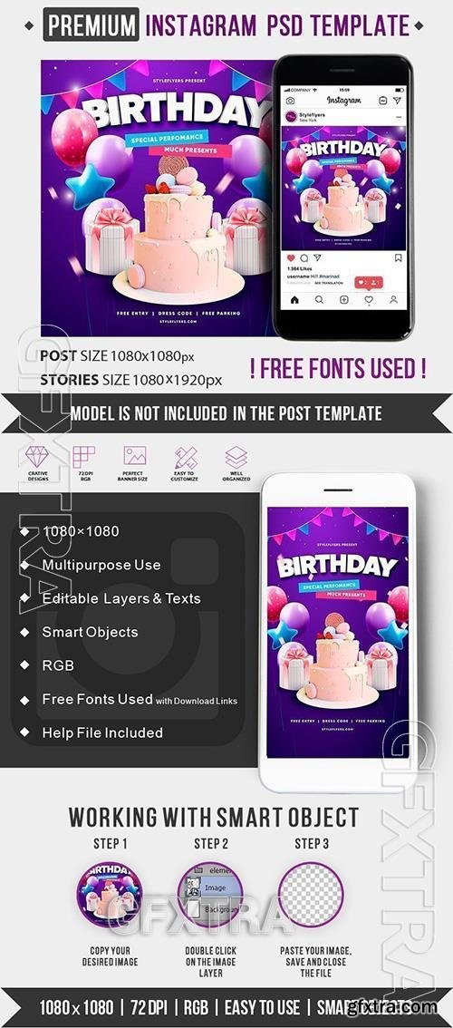 Birthday PSD Instagram Post and Story Template Birthday PSD Instagram Post and Story Template