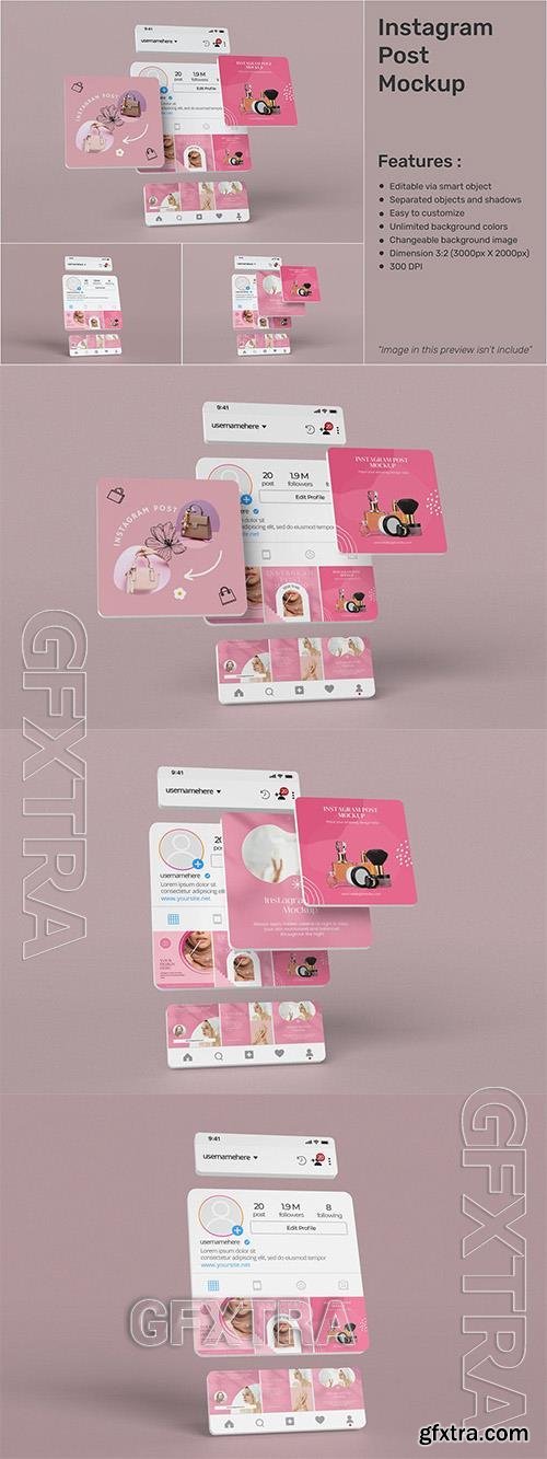 3D Instagram Post Mockup with noise background C638NJZ 3D Instagram Post Mockup with noise background C638NJZ