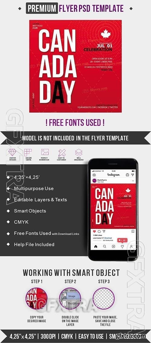 Canada Day celebration PSD flyer square Template Canada Day celebration PSD flyer square Template