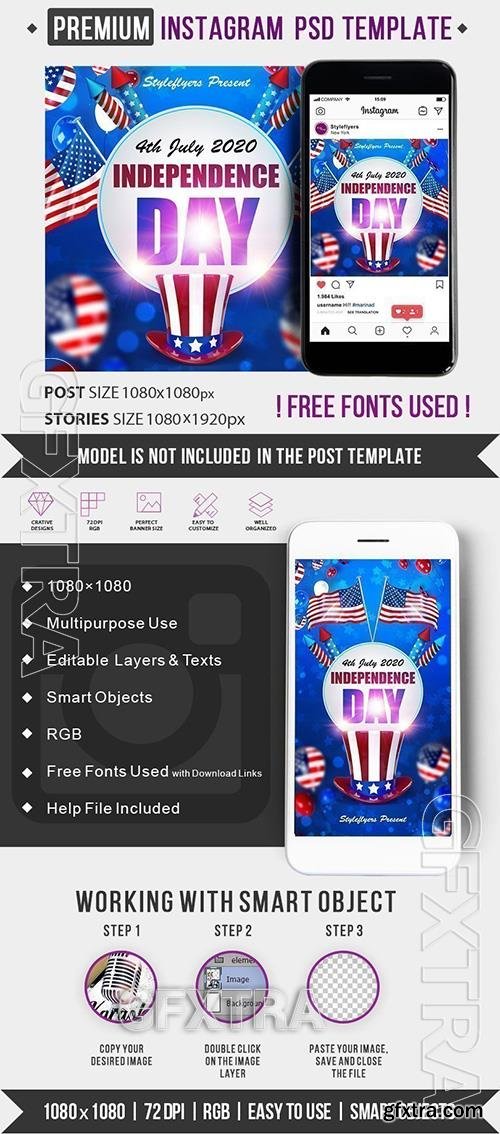 Independence Day PSD Instagram Post and Story Template Independence Day PSD Instagram Post and Story Template