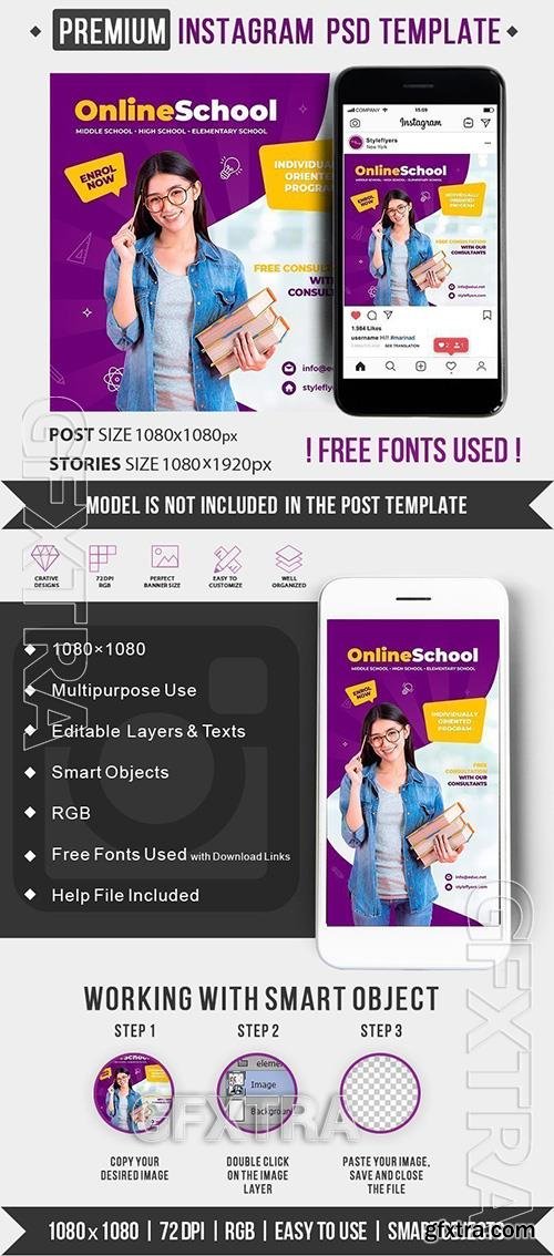 Online School PSD Instagram Post and Story Template Online School PSD Instagram Post and Story Template