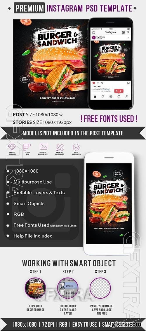 Burger & Sandwich PSD Instagram Post and Story Template Burger & Sandwich PSD Instagram Post and Story Template