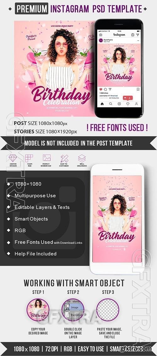 Birthday celebration PSD Instagram Post and Story Template Birthday celebration PSD Instagram Post and Story Template