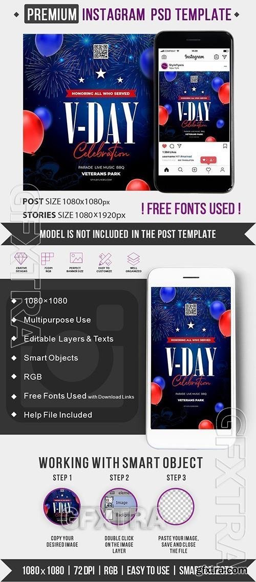 V-day PSD Instagram Post and Story Template V-day PSD Instagram Post and Story Template