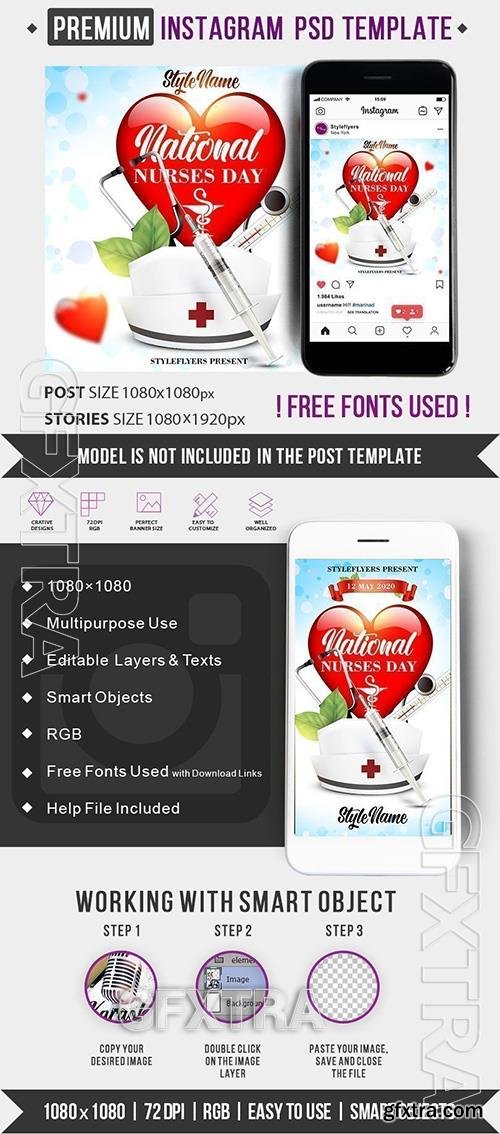 National Nurses Day PSD Instagram Post and Story Template National Nurses Day PSD Instagram Post and Story Template
