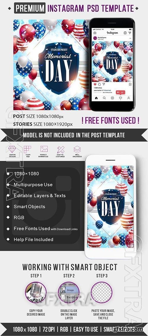 Memorial day PSD Instagram Post and Story Template Memorial day PSD Instagram Post and Story Template