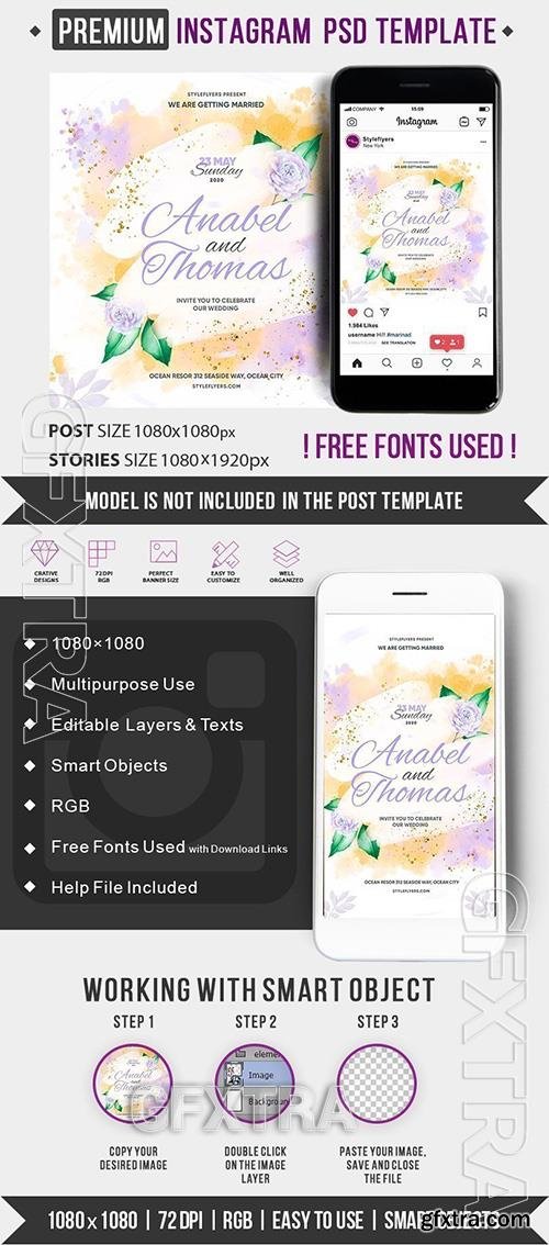 Wedding Invitation Instagram Post and Story Template » GFxtra