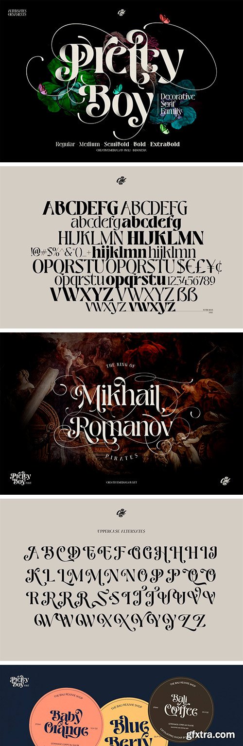 Pretty Boy - Decorative Serif Family 6xOTF 