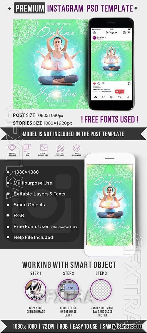 Online Youga Class PSD Instagram Post and Story Template
