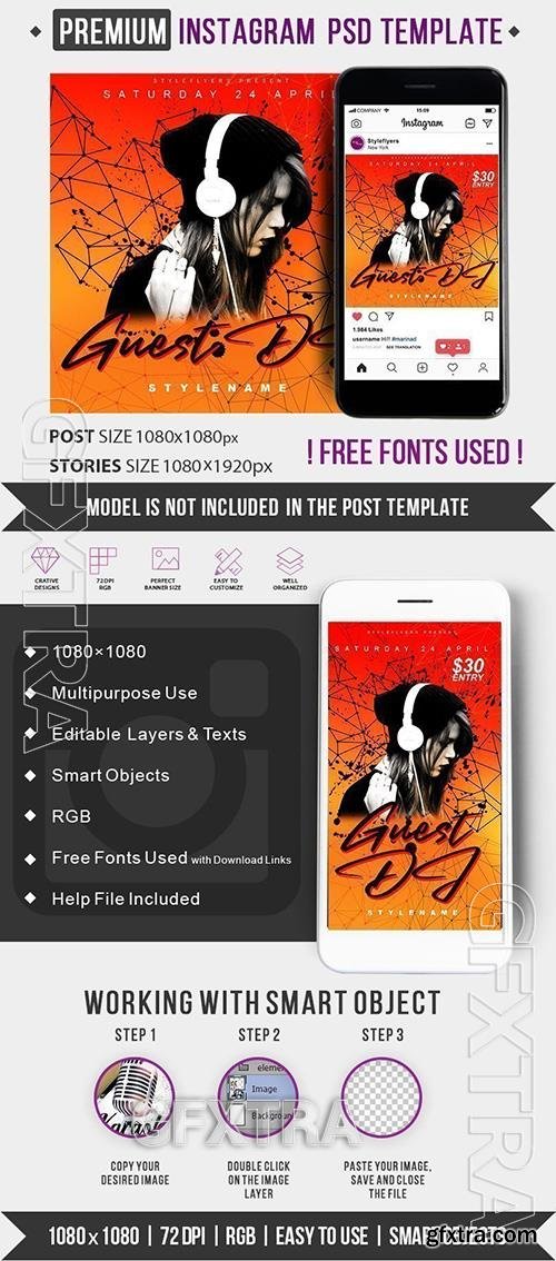 DJ Guest Party PSD Instagram Post and Story Template