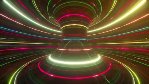 Videohive - Abstract Futuristic Neon Background with Rotating Glowing Lines Speed of Light Ultraviolet Rays - 33547323 - 33547323