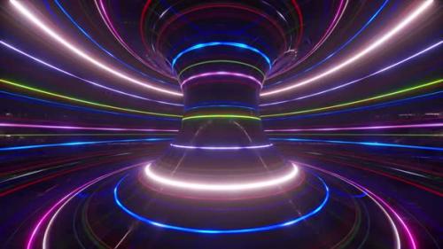 Videohive - Abstract Futuristic Neon Background with Rotating Glowing Lines Speed of Light Ultraviolet Rays - 33547332 - 33547332