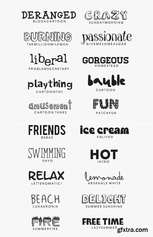 20 Summer & Cartoon Fonts Collection